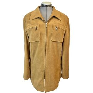 Vintage 1970s Tan Utility Jacket Shirt Casual Sweater L Large XL 12 14 Top 70s